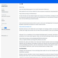 Synology Support Antwort 